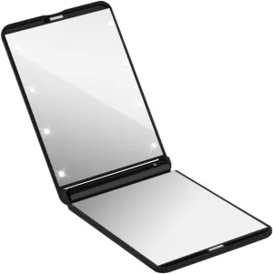 Led Lighted Makeup Mirror LEDs Compact Folding Design for Travel and Home Use Dual-Sided Vanity Mirror Black Finish