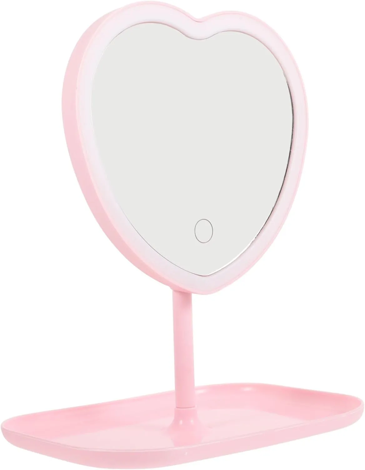 LED Makeup Mirror with USB Charging Heart Shaped Design High Definition Tabletop Cosmetic Mirror for Women Compact and Steady Stand for Elegant Makeup Application