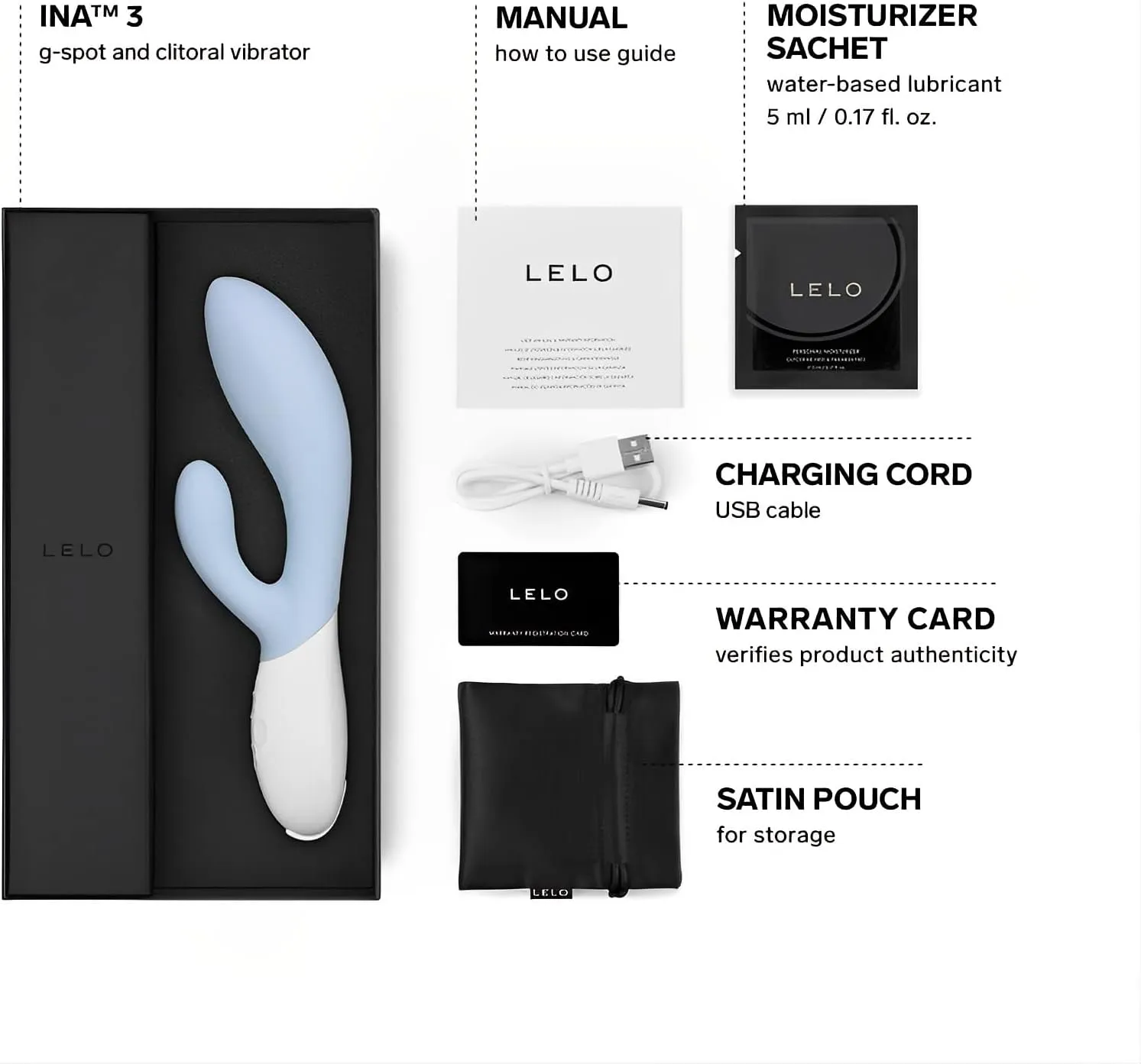 LELO INA 3 G Spot Rabbit Vibrator, Clitoral Rabbit Vibrator for Women with 10 Vibrating Modes and Waterproof Design, Sex Toys for Women, Rabbit Toys for Womens Pleasure, Seafoam