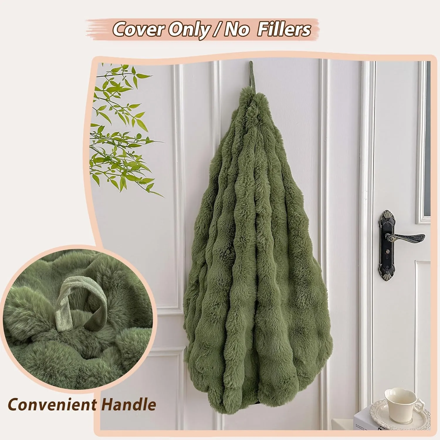 LIFEREVO Kids Fluffy Faux Rabbit Fur Bean Bag Chair Cover (No Filler), Soft Fuzzy Stuffed Animal Storage Bubble Moss Bean Bag for Plush Toys, Cute Shaggy Furry Beanbag Cover Kids Girls, Sage Green