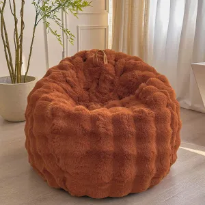 LIFEREVO Kids Fluffy Faux Rabbit Fur Bean Bag Cover (No Filler), Soft Cozy Fuzzy Stuffed Animal Storage Bubble Bean Bag for Plush Toys, Cute Shaggy Furry Beanbag Cover Kids Girls Adults, Burnt Orange