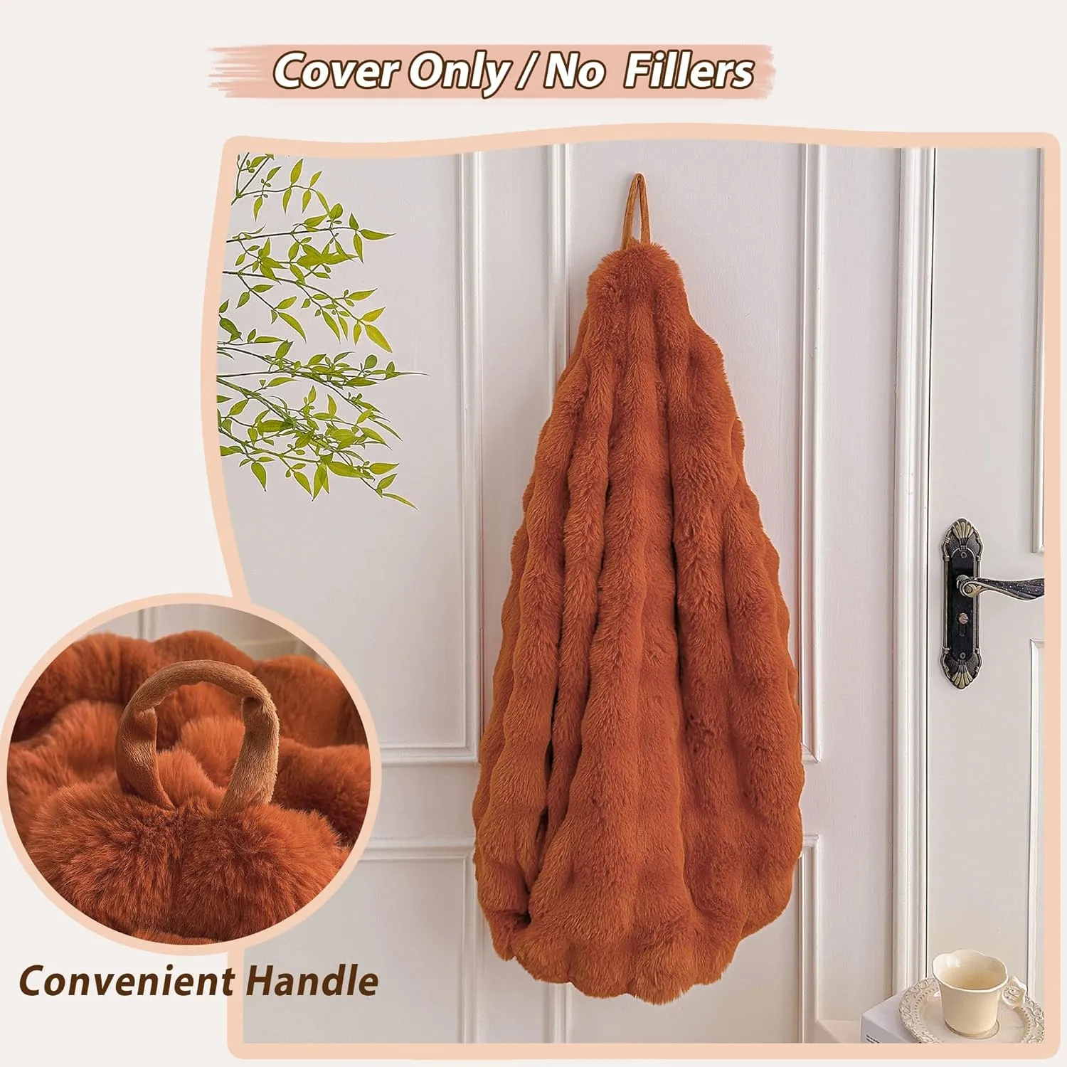 LIFEREVO Kids Fluffy Faux Rabbit Fur Bean Bag Cover (No Filler), Soft Cozy Fuzzy Stuffed Animal Storage Bubble Bean Bag for Plush Toys, Cute Shaggy Furry Beanbag Cover Kids Girls Adults, Burnt Orange