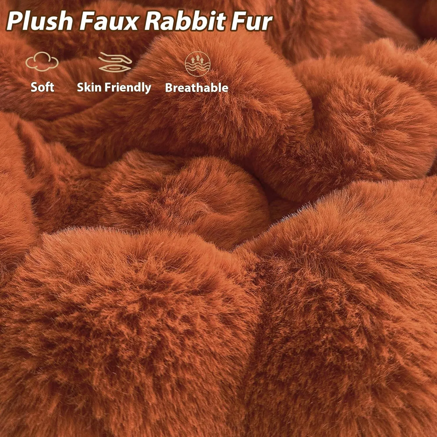 LIFEREVO Kids Fluffy Faux Rabbit Fur Bean Bag Cover (No Filler), Soft Cozy Fuzzy Stuffed Animal Storage Bubble Bean Bag for Plush Toys, Cute Shaggy Furry Beanbag Cover Kids Girls Adults, Burnt Orange