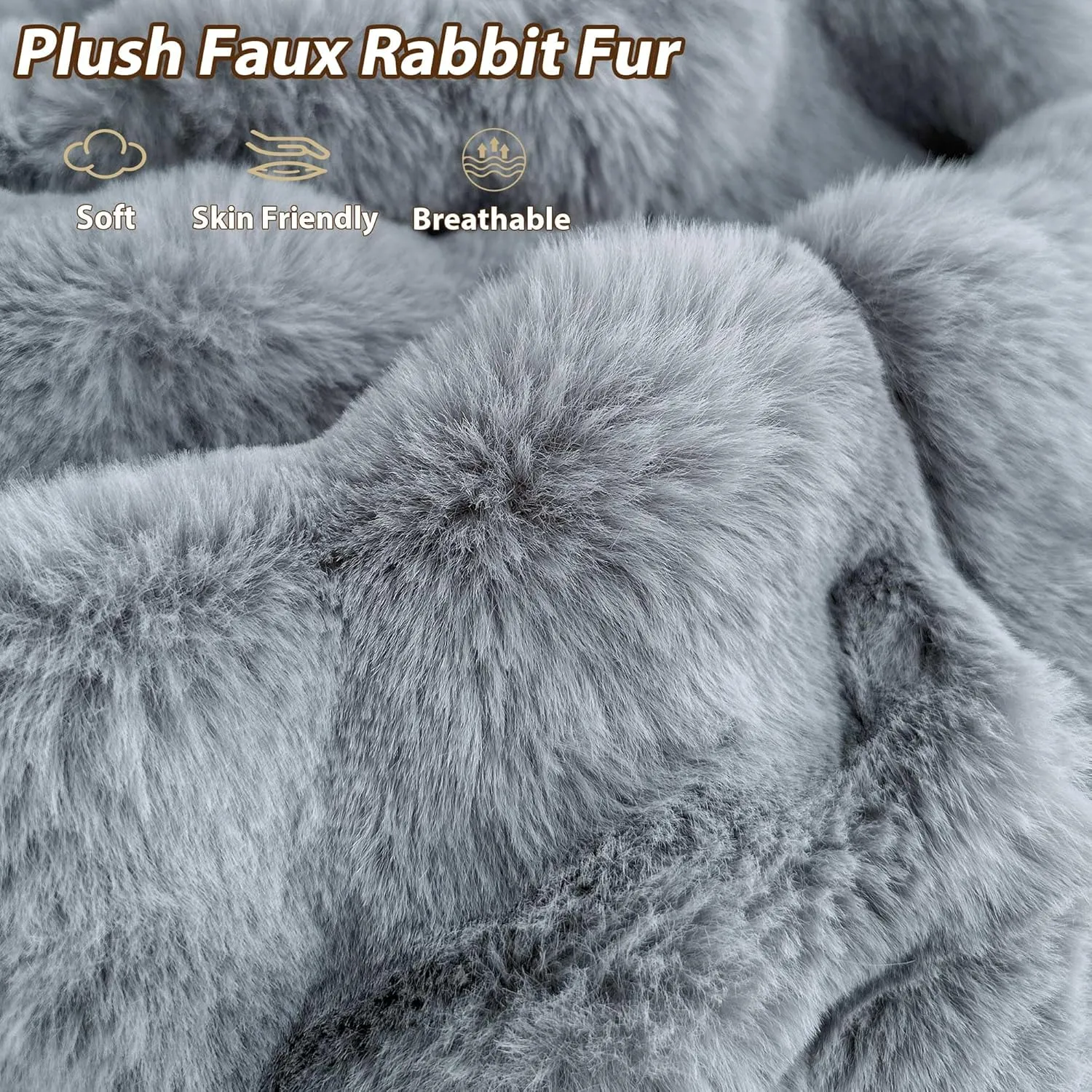 LIFEREVO Kids Fluffy Faux Rabbit Fur Bean Bag Cover (No Filler), Soft Stuffed Fuzzy Animal Storage Bubble Bean Bag for Plush Toys, Gray Cute Shaggy Furry Beanbag Cover Kids Girls Adults, Light Grey