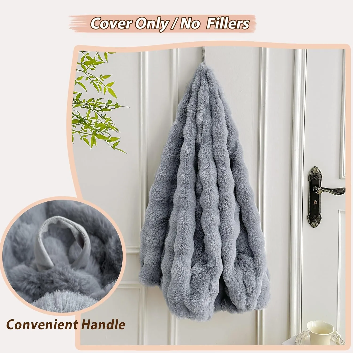 LIFEREVO Kids Fluffy Faux Rabbit Fur Bean Bag Cover (No Filler), Soft Stuffed Fuzzy Animal Storage Bubble Bean Bag for Plush Toys, Gray Cute Shaggy Furry Beanbag Cover Kids Girls Adults, Light Grey
