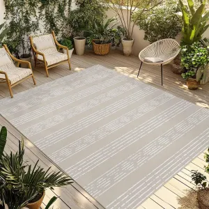 Light Brown Boho Outdoor Rug 4x6ft Large Patio Rug,Washable RV Camping Outside Area Runner Rug Mat,Bohemian Geometric Stripes Tribe Indoor Outdoor Carpet for Picnic Backyard Deck Porch Balcony Beach