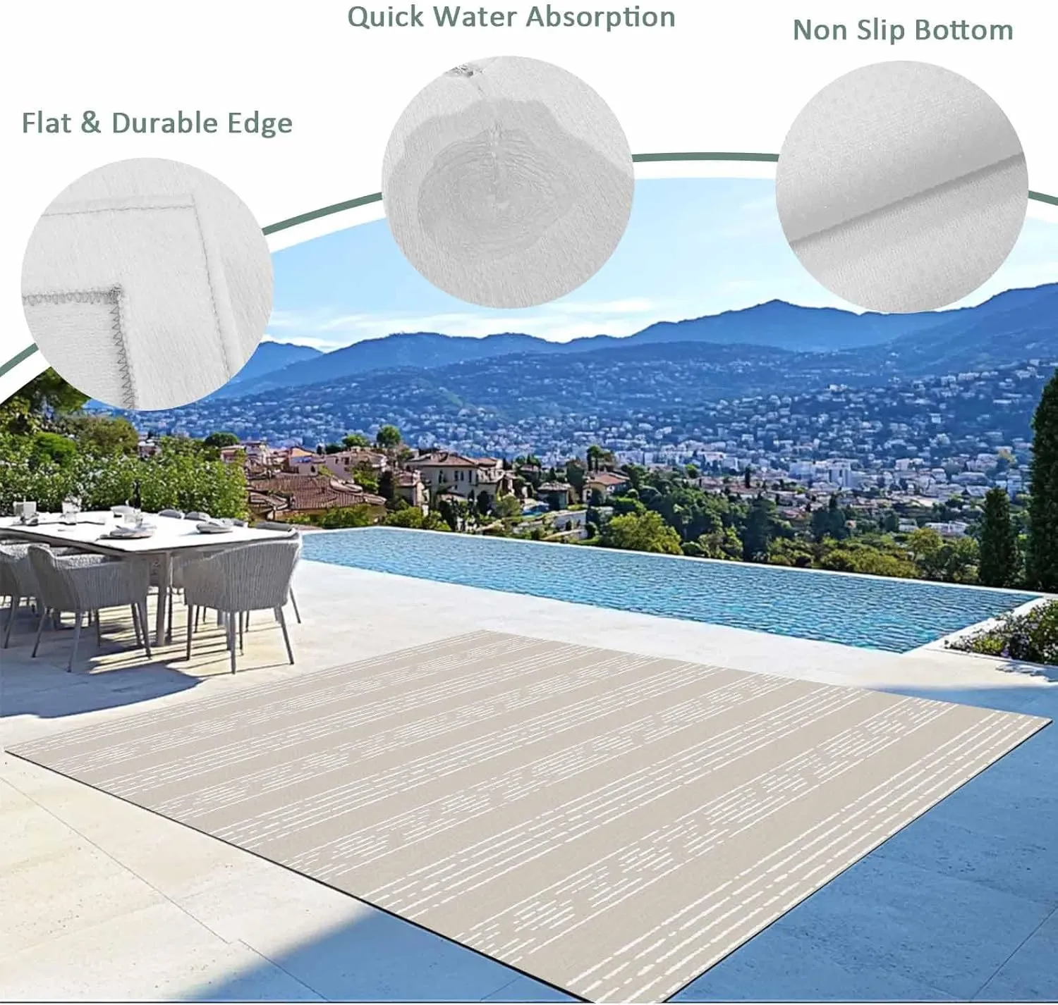 Light Brown Boho Outdoor Rug 4x6ft Large Patio Rug,Washable RV Camping Outside Area Runner Rug Mat,Bohemian Geometric Stripes Tribe Indoor Outdoor Carpet for Picnic Backyard Deck Porch Balcony Beach