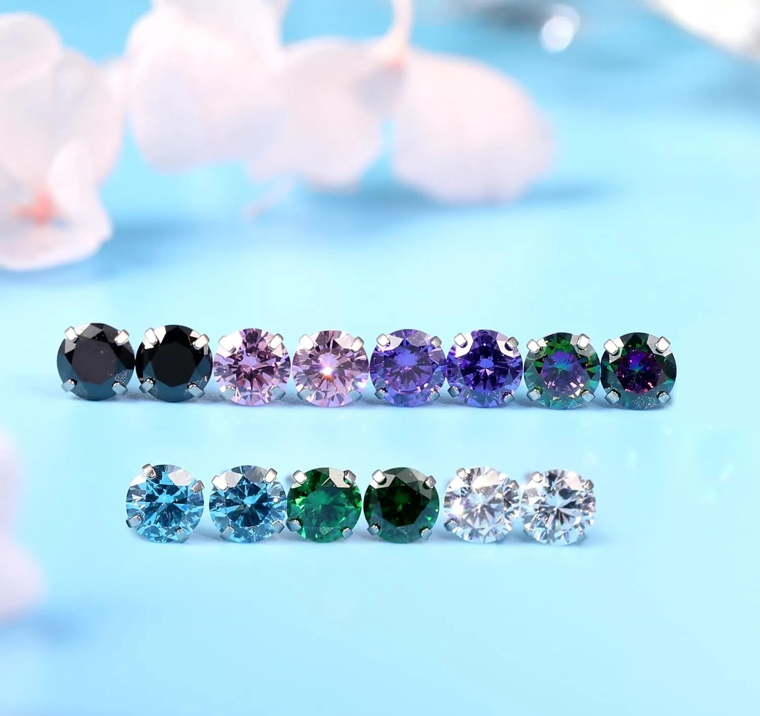 Limerencia Hypoallergenic G23 Titanium Earrings, F136 Implant Grade Pure Titanium, Suitable for Sensitive Ears with Birthstone Crystals CZ Simulated Diamonds
