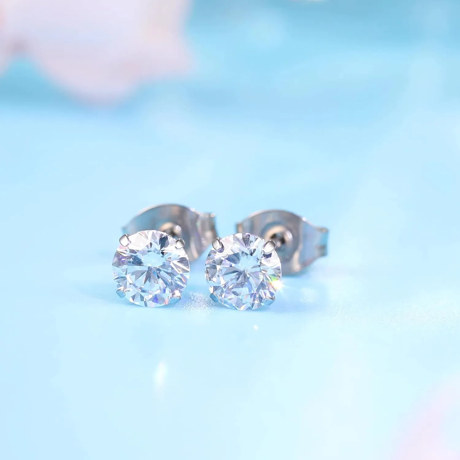 Limerencia Hypoallergenic G23 Titanium Earrings, F136 Implant Grade Pure Titanium, Suitable for Sensitive Ears with Birthstone Crystals CZ Simulated Diamonds