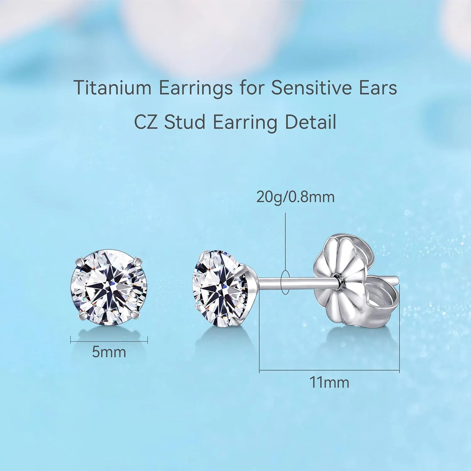 Limerencia Hypoallergenic G23 Titanium Earrings, F136 Implant Grade Pure Titanium, Suitable for Sensitive Ears with Birthstone Crystals CZ Simulated Diamonds