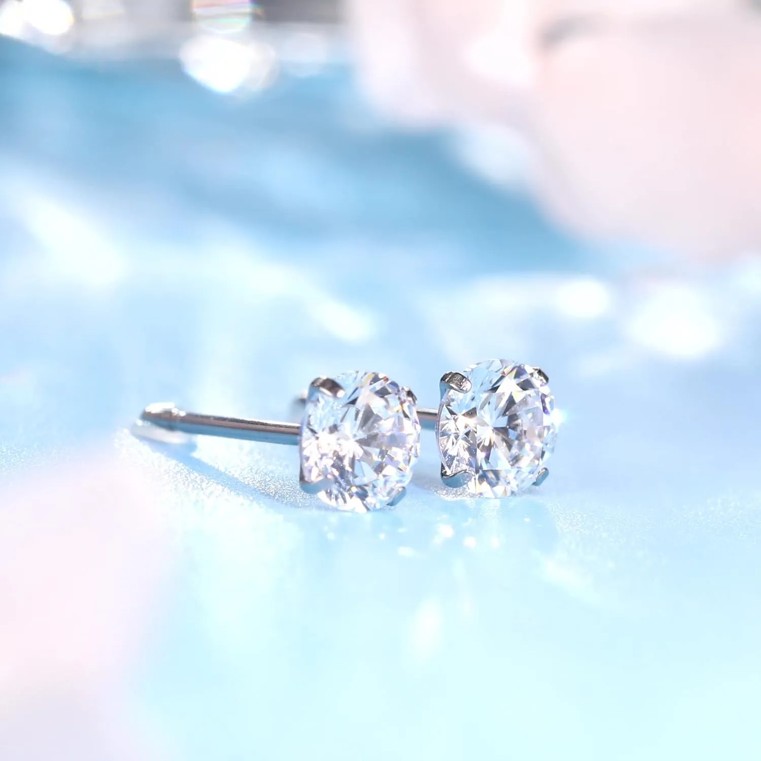 Limerencia Hypoallergenic G23 Titanium Earrings, F136 Implant Grade Pure Titanium, Suitable for Sensitive Ears with Birthstone Crystals CZ Simulated Diamonds