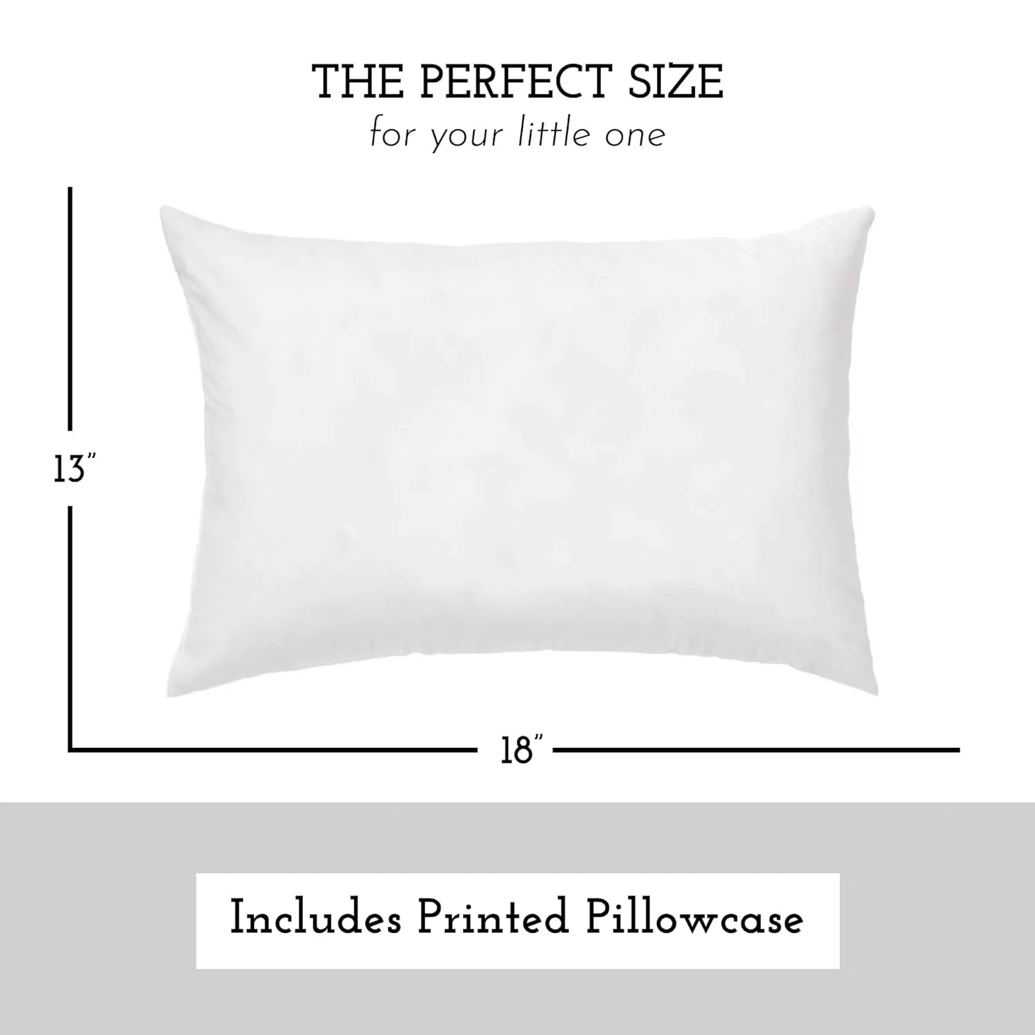 Little Sleepy Head Toddler Pillow with Pillowcase 13x18 - Kids Pillow for Sleeping - Better Neck Support Ergonomic Pillow and Toddler Pillowcase - Best Pillows for Kids (Gray)