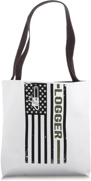 Logger US Flag Logging Lumberjack Tote Bag