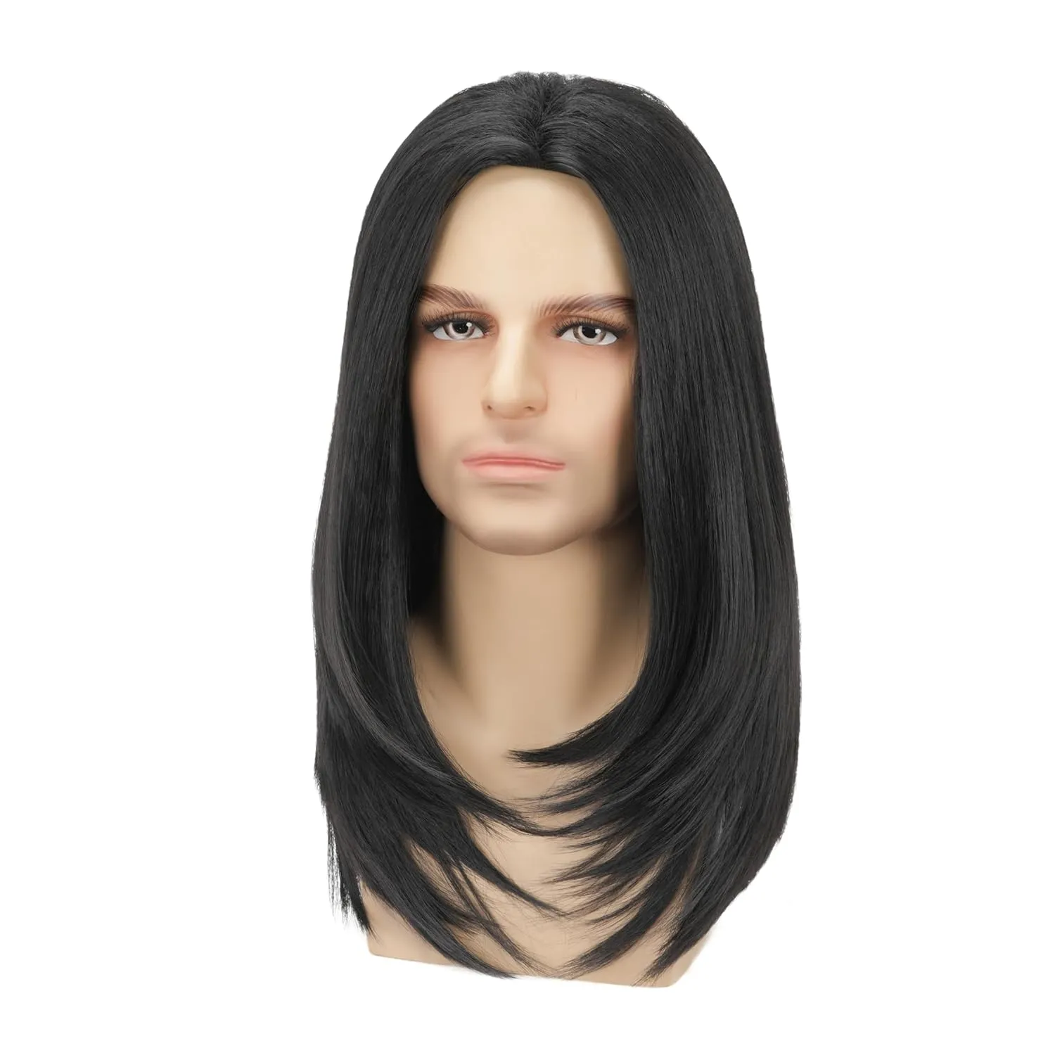 Long Black Wig for Mens Straight Hair Synthetic Heat Resistant Men Wigs for Daily Party Costume Halloween