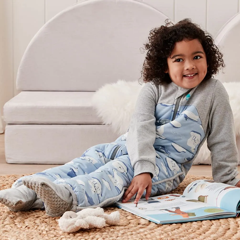 Love to Dream Extra Warm Baby Sleep Suit (12-24 Mo), Super Soft Temp Regulating Sleeping Sack, 3.5TOG Warm Wearable Blanket, Blue