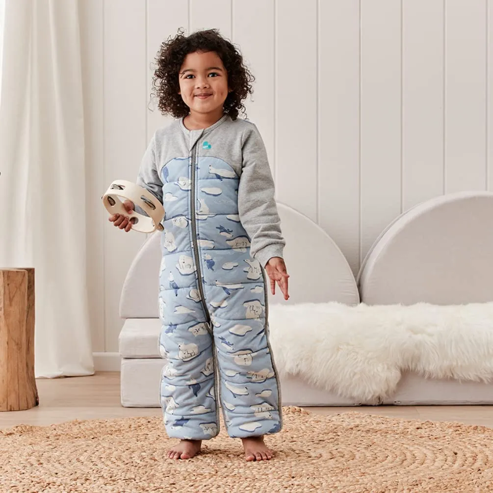 Love to Dream Extra Warm Baby Sleep Suit (12-24 Mo), Super Soft Temp Regulating Sleeping Sack, 3.5TOG Warm Wearable Blanket, Blue