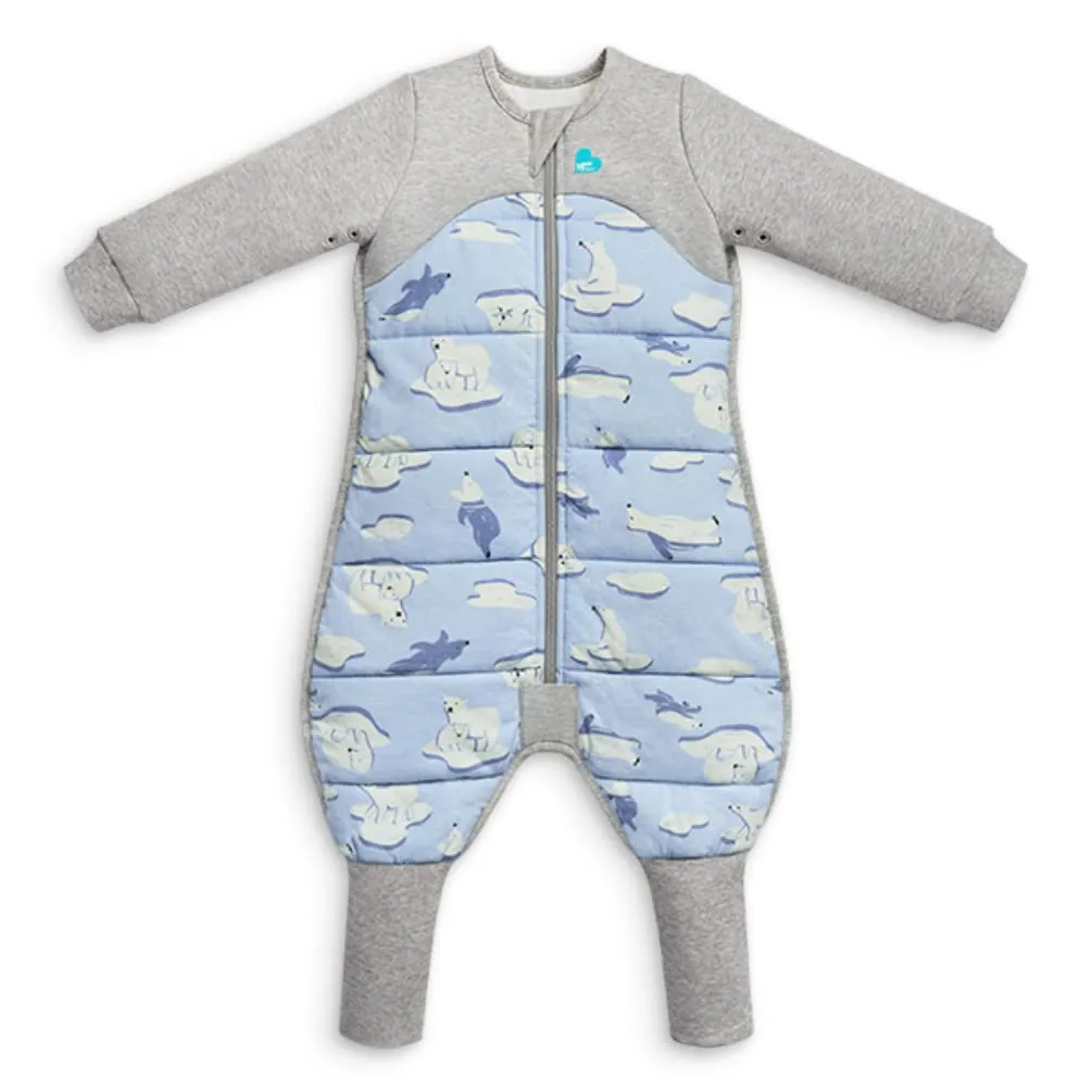 Love to Dream Extra Warm Baby Sleep Suit (12-24 Mo), Super Soft Temp Regulating Sleeping Sack, 3.5TOG Warm Wearable Blanket, Blue