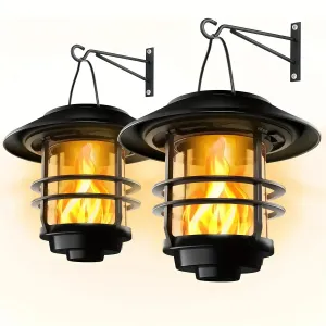 LumiFlare Solar Wall Lanterns - Flickering Flame Effect for Outdoor Ambiance