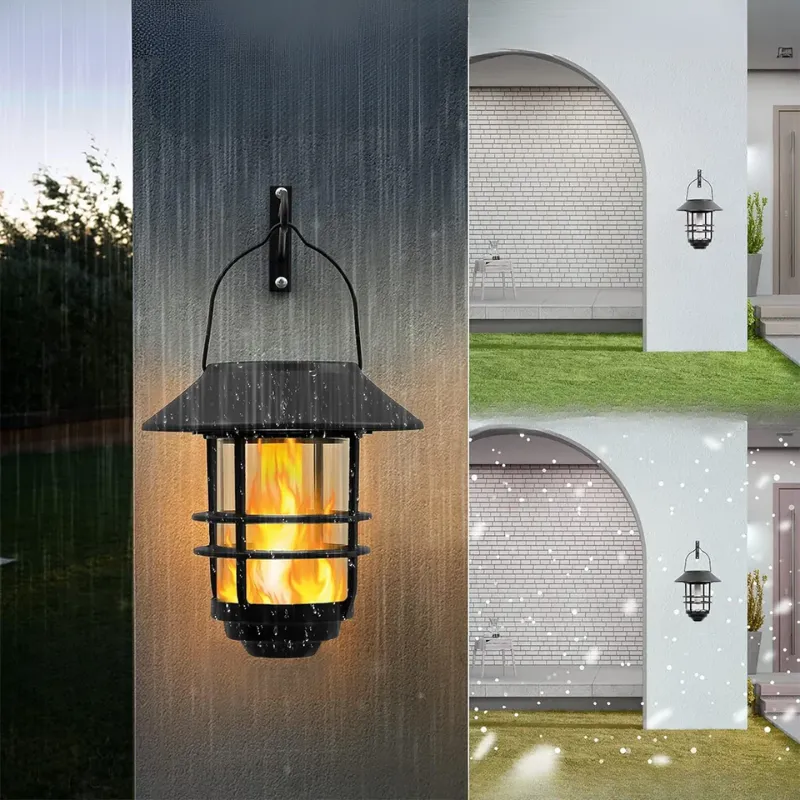 LumiFlare Solar Wall Lanterns - Flickering Flame Effect for Outdoor Ambiance