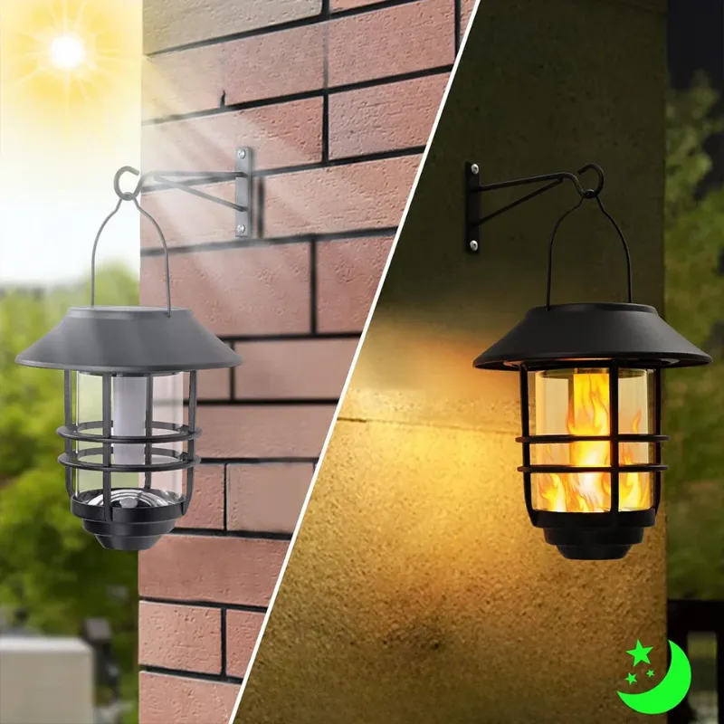 LumiFlare Solar Wall Lanterns - Flickering Flame Effect for Outdoor Ambiance