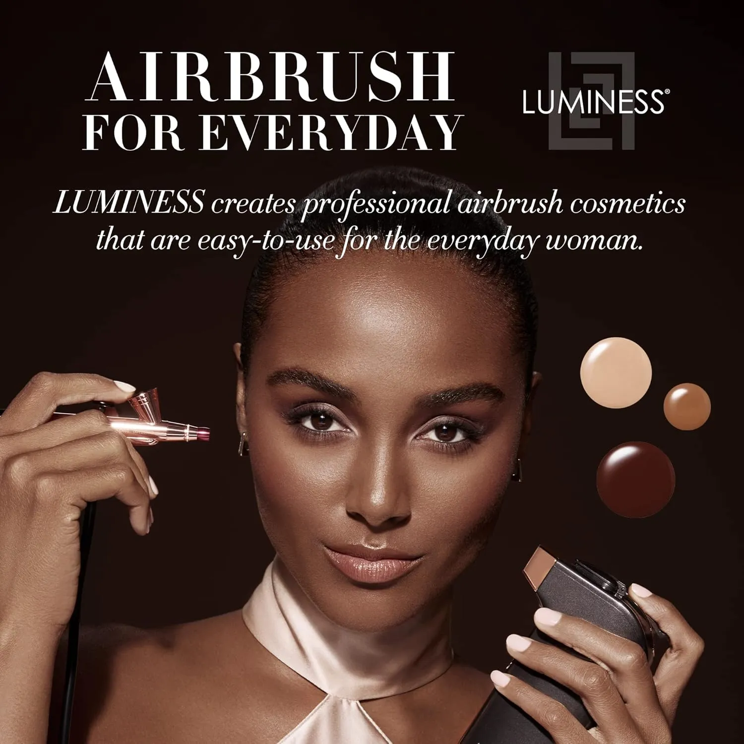 Luminess BREEZE DUO Airbrush Makeup System, Rich Coverage – 9-Piece Kit includes 2x Silk Airbrush Foundation, Plum Shade Blush, Glow Highlighter, Moisturizer Primer, and Airbrush Cleaning Solution