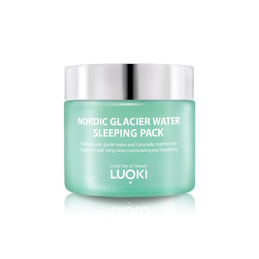 LUOKI Nordic Glacier Water Sleeping Pack 80g (2.82 Oz) - Skin Hydrating, Soothing & Anti Wrinkle Moisturizing Gel Cream Sleeping Mask