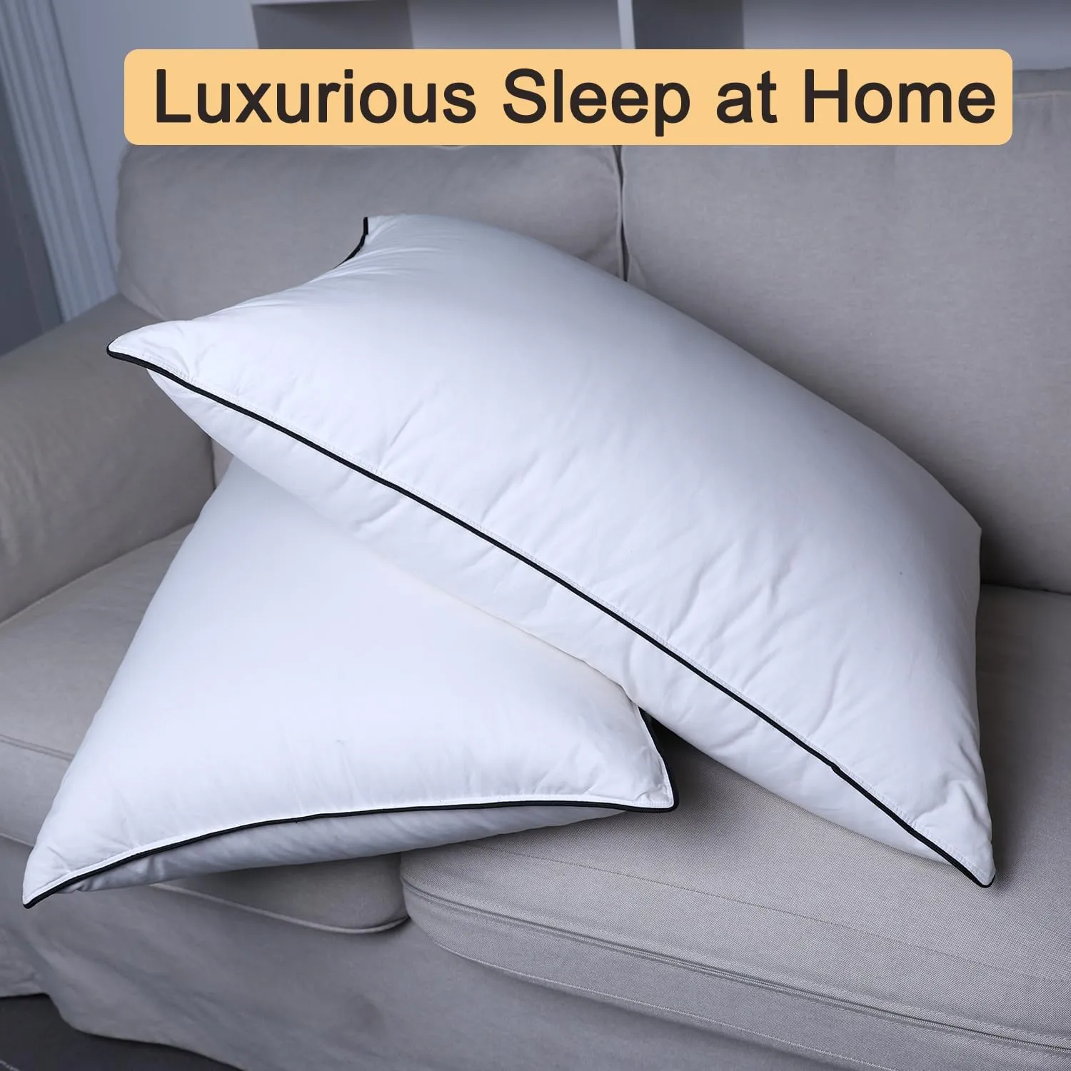 Luxury Down Fiber Pillow - Soft Down Fiber Pillows for Sleeping Breathable, All Seasons - Perfect for Bedroom & Hotel - King (20" x 36"),1 Pack
