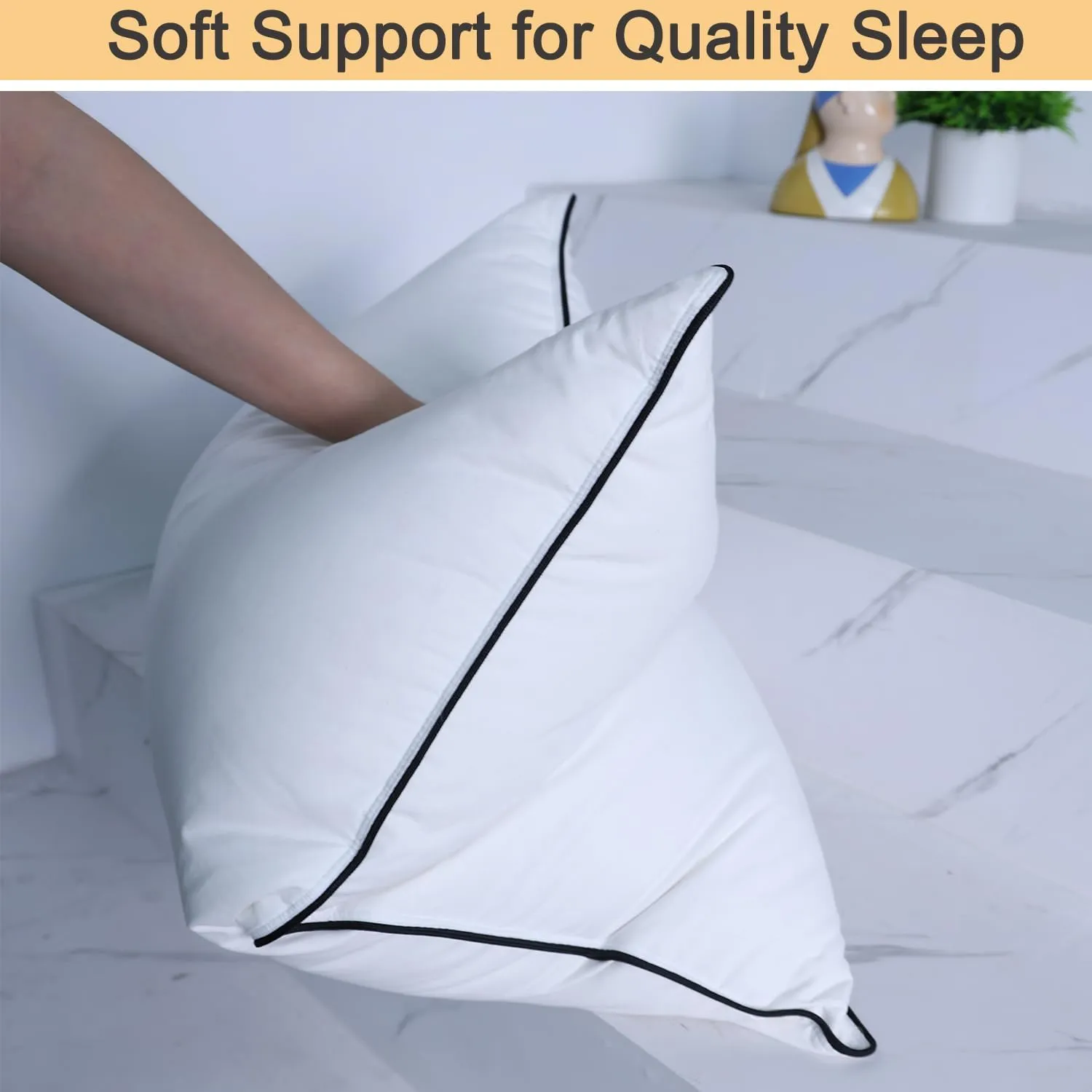 Luxury Down Fiber Pillow - Soft Down Fiber Pillows for Sleeping Breathable, All Seasons - Perfect for Bedroom & Hotel - King (20" x 36"),1 Pack
