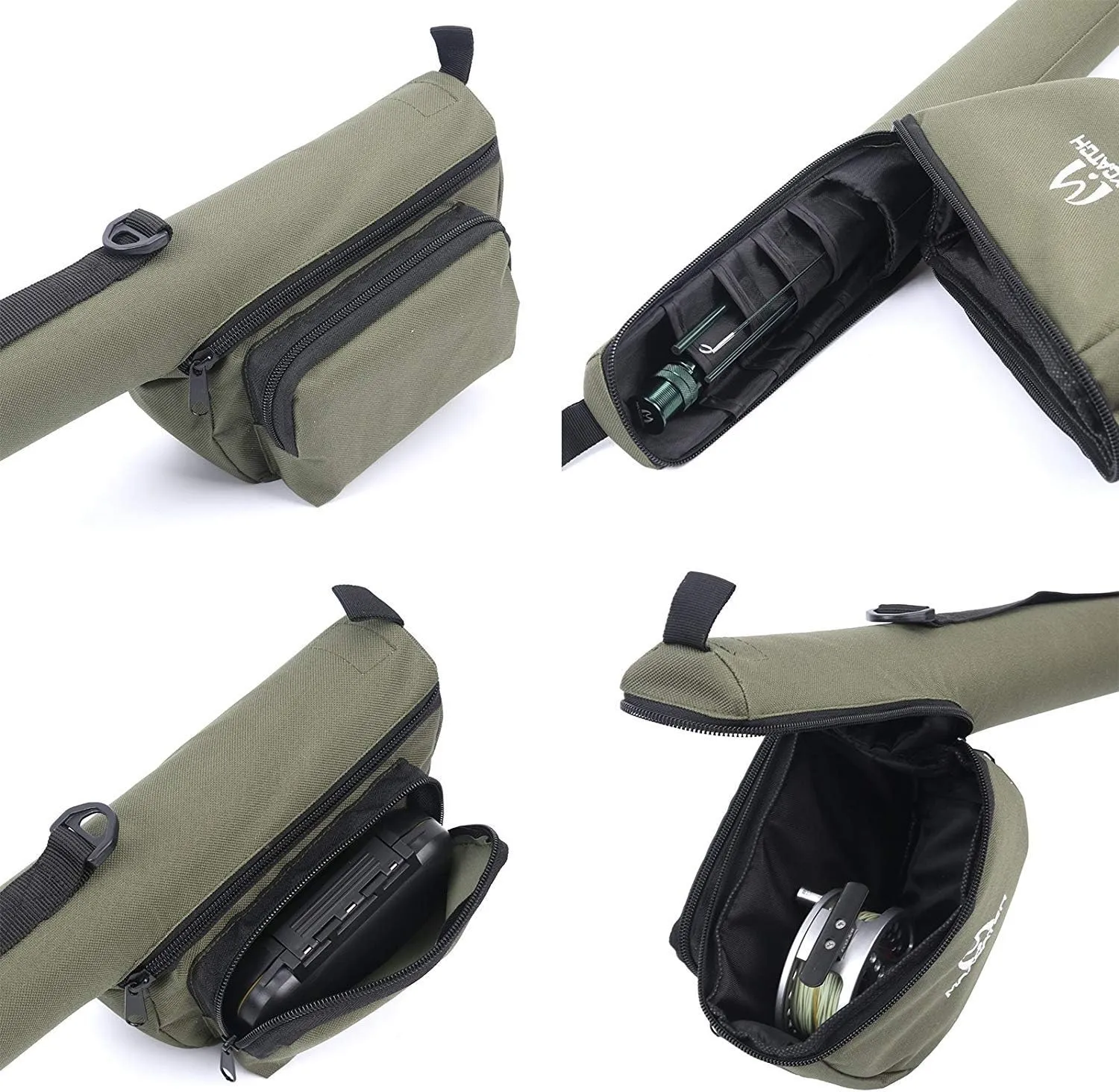 M MAXIMUMCATCH Maxcatch Fly Fishing Rod Case with Reel Pouch, Complete Protection Bag, For 9FT 2/4 Pieces Rod, Single (Green, 9' 4sec)