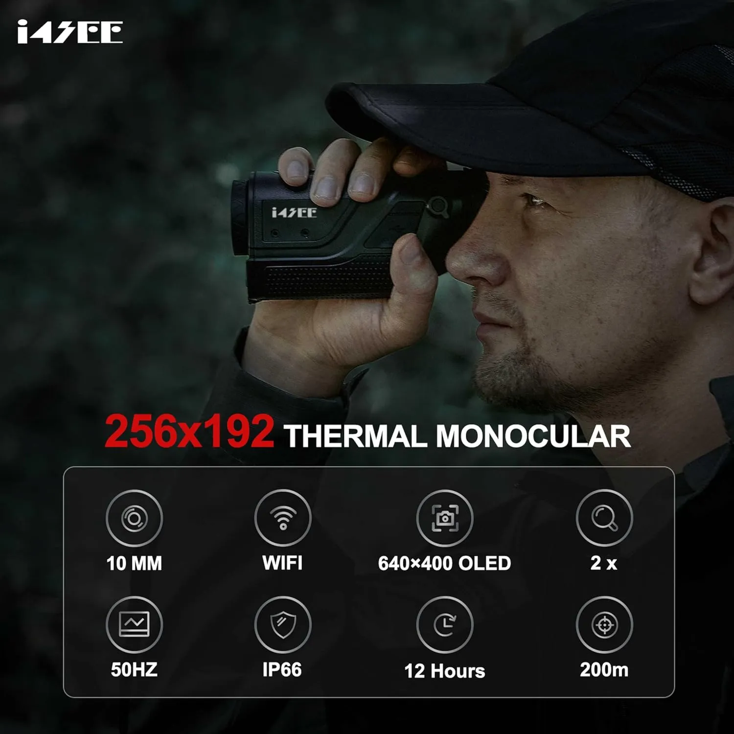 M10-256 Thermal Imaging Monocular for Hunting, 10mm Focal Lens 256x192(50Hz) Infrared Night Vision Telescope with Long Battery Life Up to 12 Hours, Thermal Scopes for Outdoor Night Vision