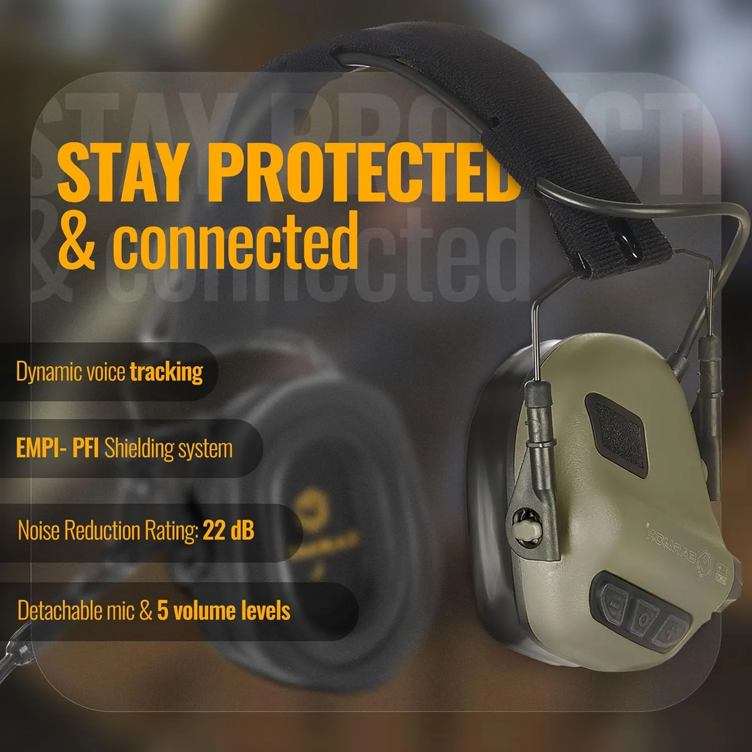 M32 PLUS 2024 Version Tactical Headset Hunting & Shooting Earmuffs with Microphone, Sound Amplification, Nato TP120 Jacket, Green