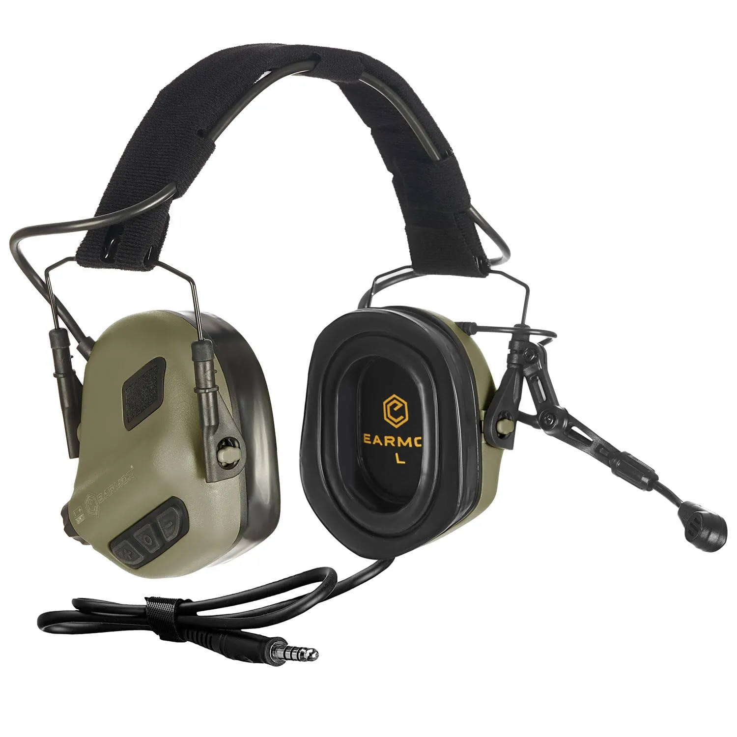 M32 PLUS 2024 Version Tactical Headset Hunting & Shooting Earmuffs with Microphone, Sound Amplification, Nato TP120 Jacket, Green
