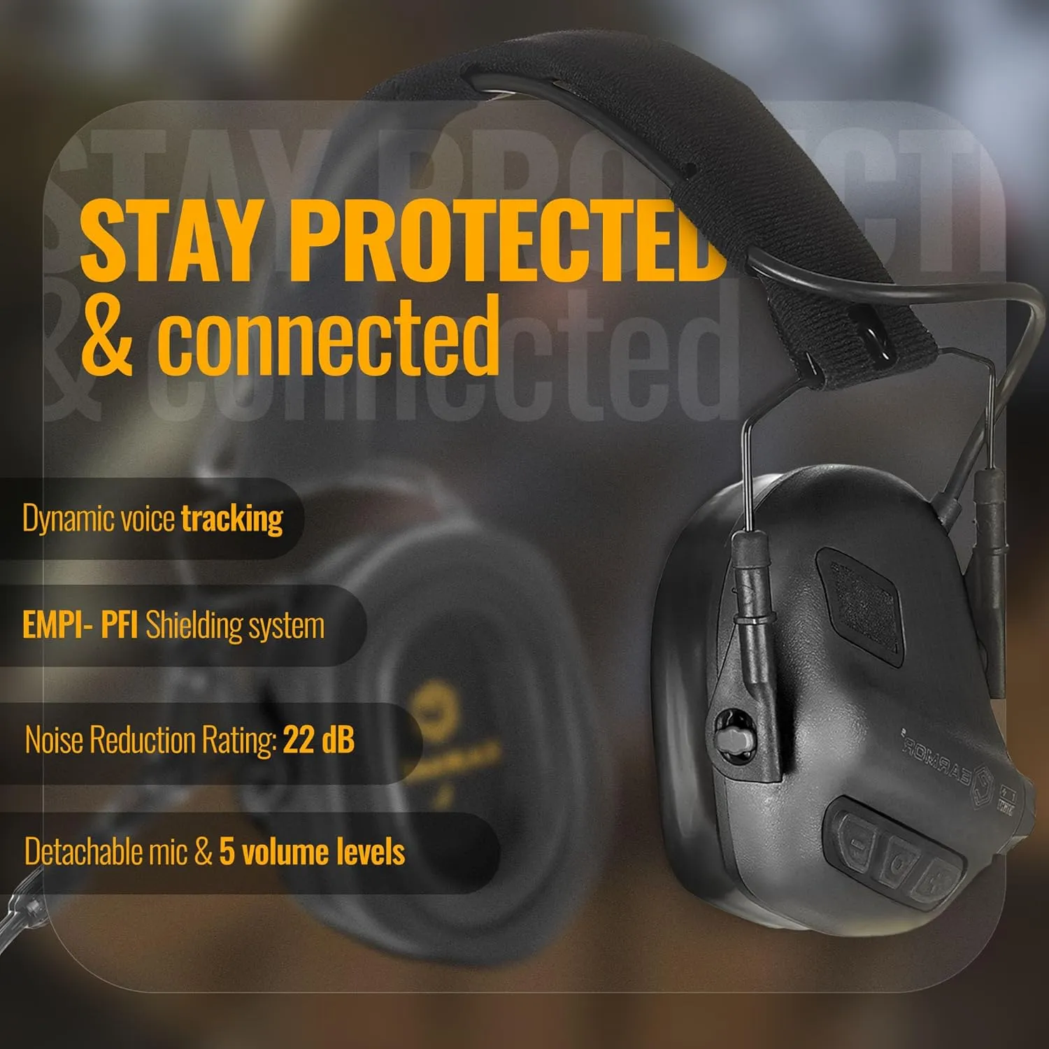 M32 PLUS Tactical Headset for Helmet - Noise Canceling Headphones with mic for Shooting & Hunting Earmuffs, Nato TP120 Jacket Black