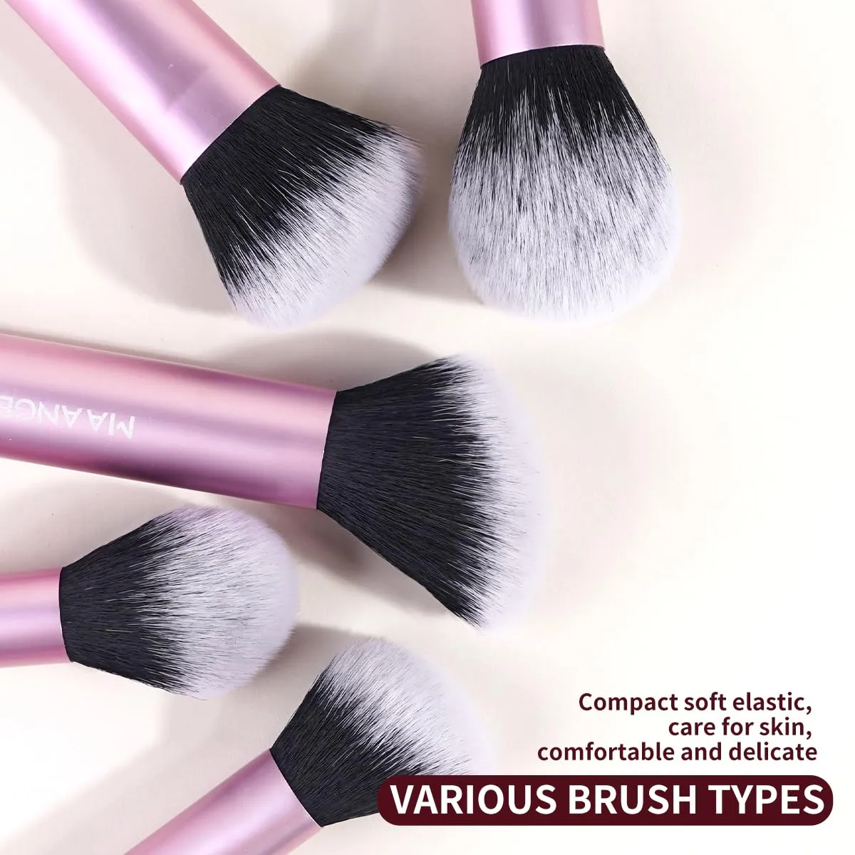 MAANGE 13 PCS Makeup Brushes Professional Make Up Brushes Premium Synthetic Powder Concealers Brushes Travel Makeup Brush Set with Case (Pink)