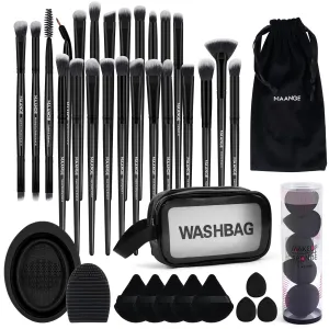 MAANGE Makeup Brushes, 41 Pcs Premium Synthetic Makeup Brush Set Contour Blush Concealers Eye Shadow Eyeliner Blending Make Up Brush Kit (Black, 41 Piece Set)