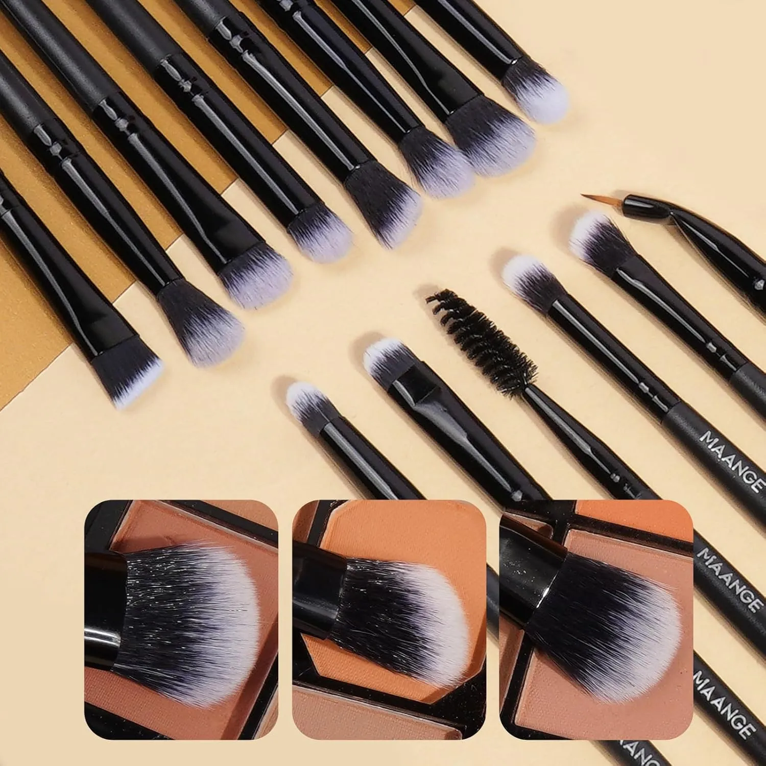 MAANGE Makeup Brushes, 41 Pcs Premium Synthetic Makeup Brush Set Contour Blush Concealers Eye Shadow Eyeliner Blending Make Up Brush Kit (Black, 41 Piece Set)