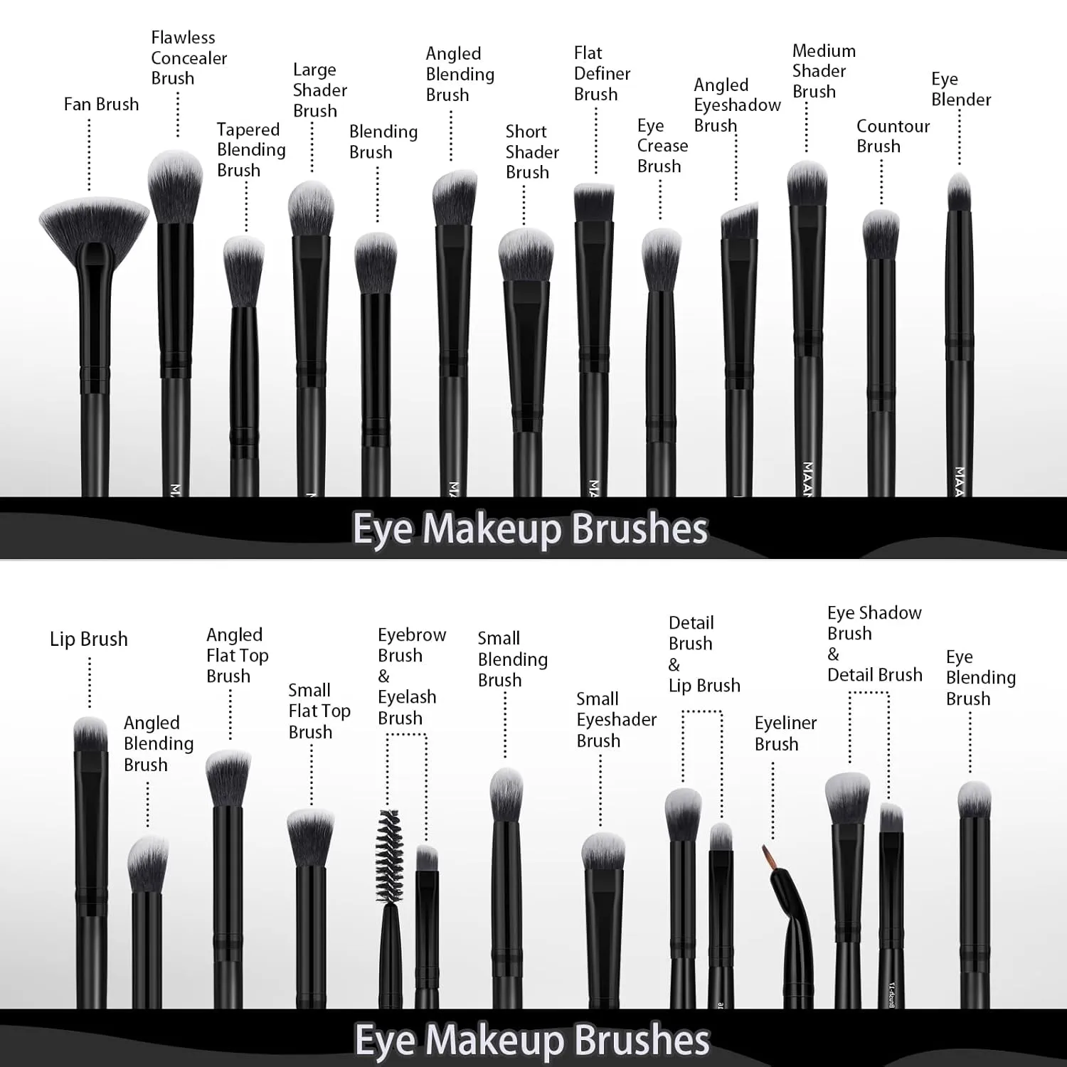 MAANGE Makeup Brushes, 41 Pcs Premium Synthetic Makeup Brush Set Contour Blush Concealers Eye Shadow Eyeliner Blending Make Up Brush Kit (Black, 41 Piece Set)