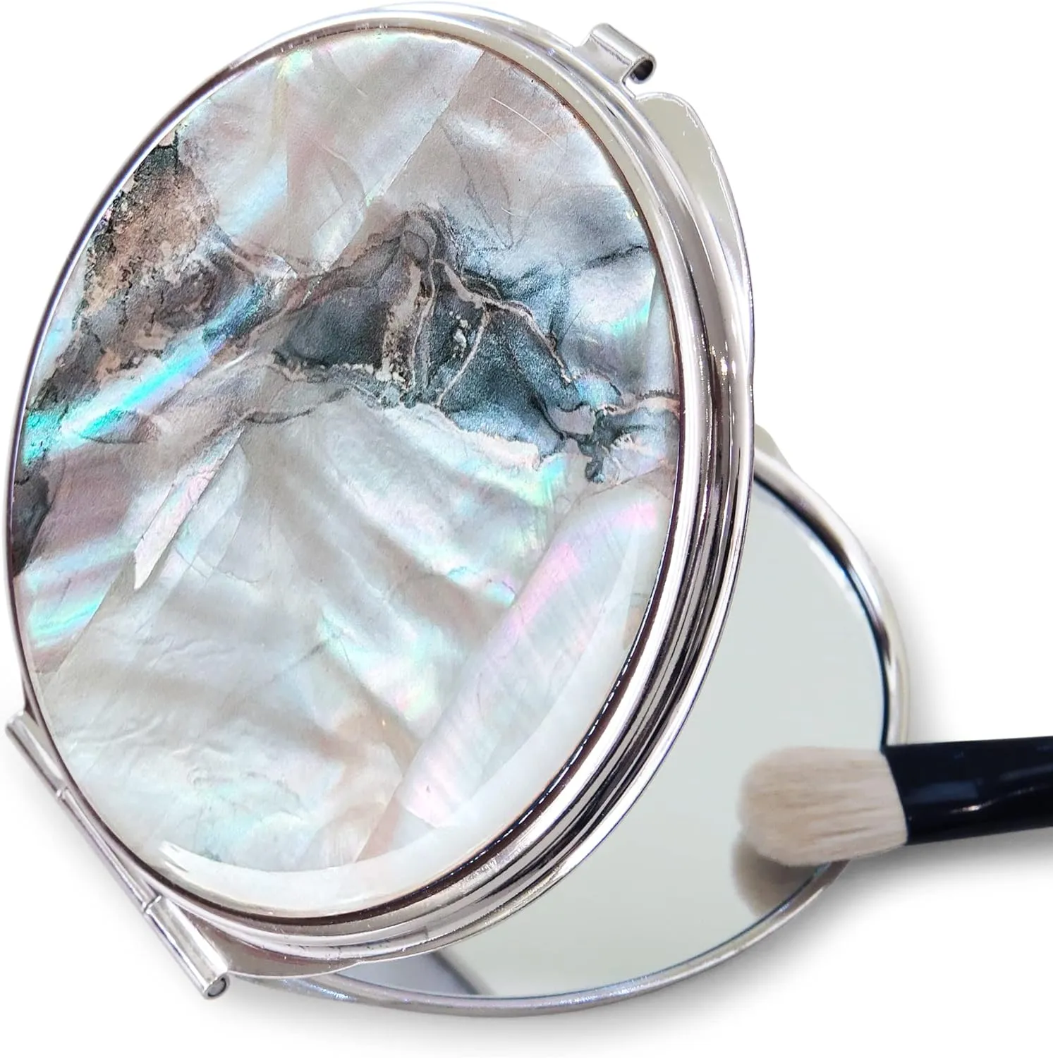MADDesign Mother of Pearl Compact Makeup Travel Mirror (Marble Gold)