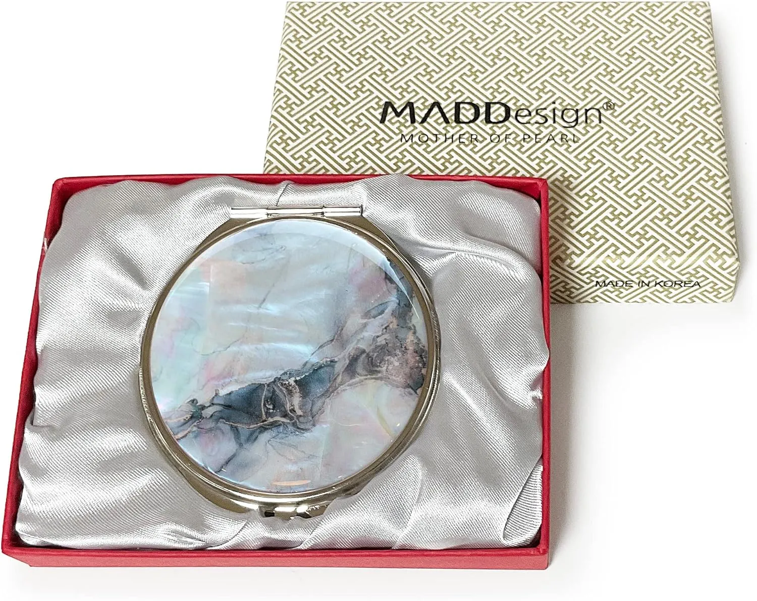 MADDesign Mother of Pearl Compact Makeup Travel Mirror (Marble Gold)