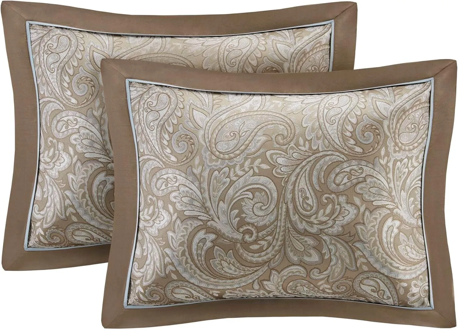 Madison Park Essentials Brystol 24 Piece Room in a Bag Faux Silk Comforter Jacquard Paisley Design Matching Curtains Down Alternative Hypoallergenic All Season Bedding-Set, King (104 in x 92 in), Blue