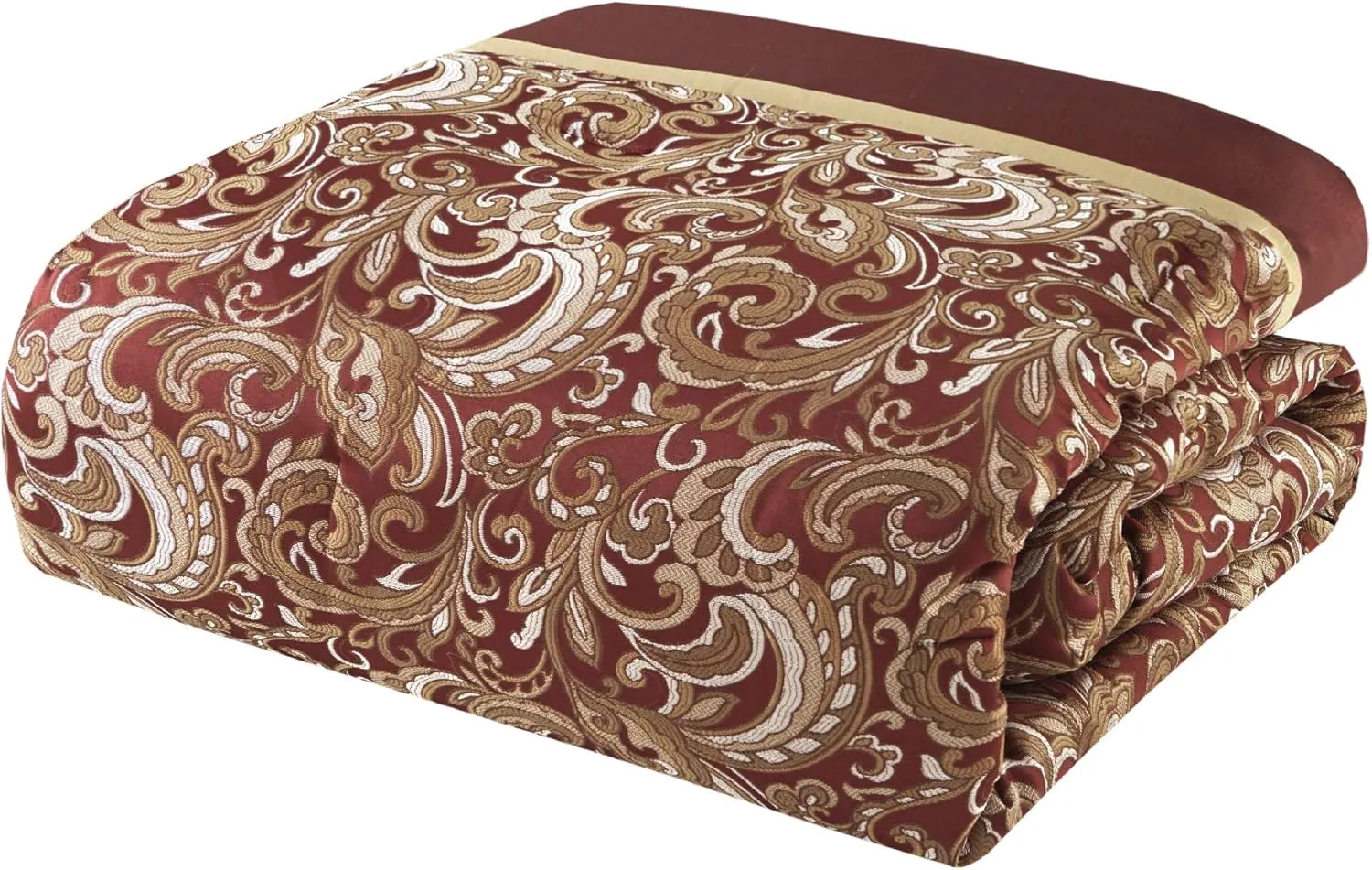 Madison Park Essentials Brystol 24 Piece Room in a Bag Faux Silk Comforter Jacquard Paisley Design Matching Curtains Down Alternative Hypoallergenic All Season Bedding-Set, King (104 in x 92 in), Red