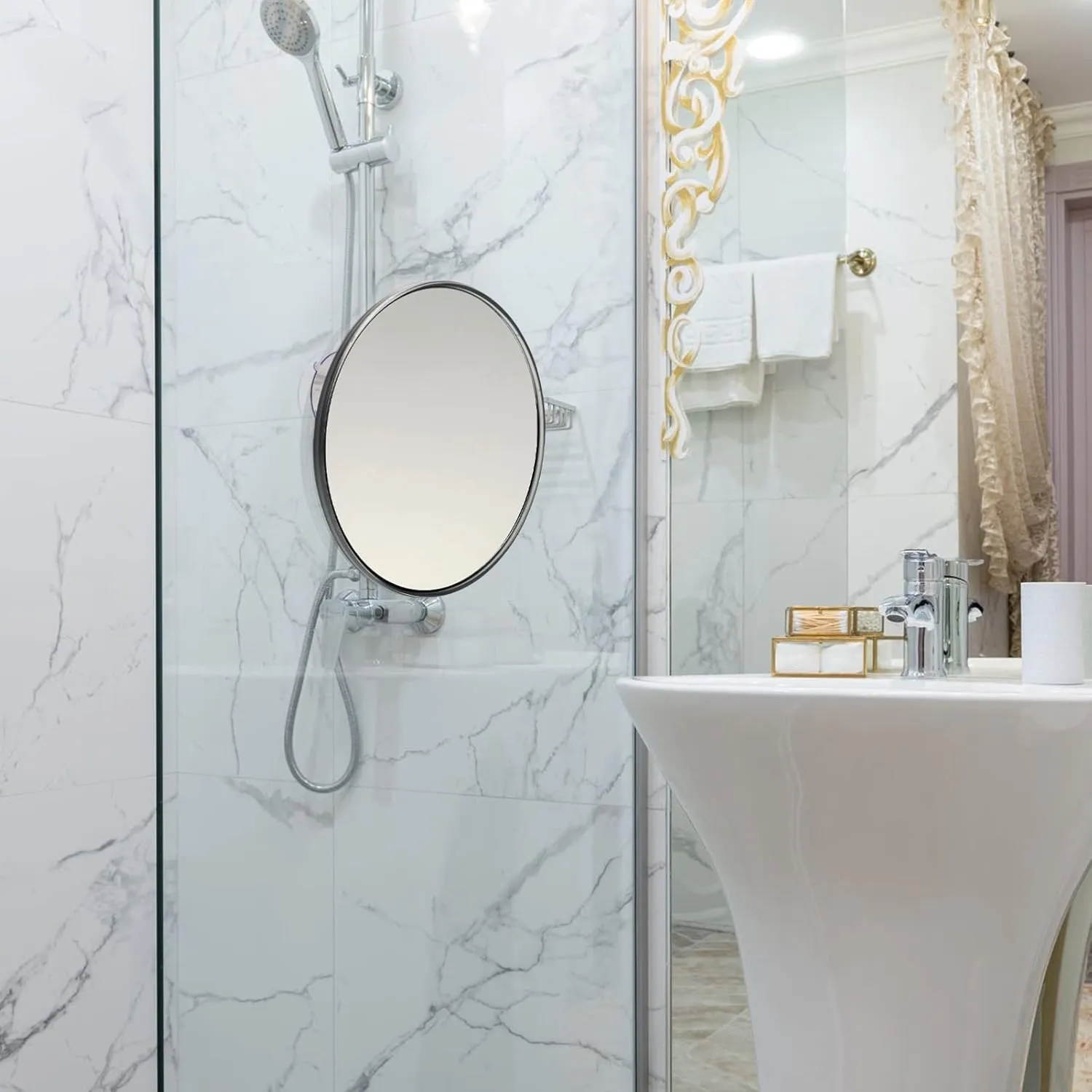 Magnifying Mirror Magnifying Mirror 20X Shower Mirror Wall Mounted Magnifying Mirror Vanity Mirror with Suction Cups for Makeup Tool, 5. 8inch Silver Magnifying Travel Mirror
