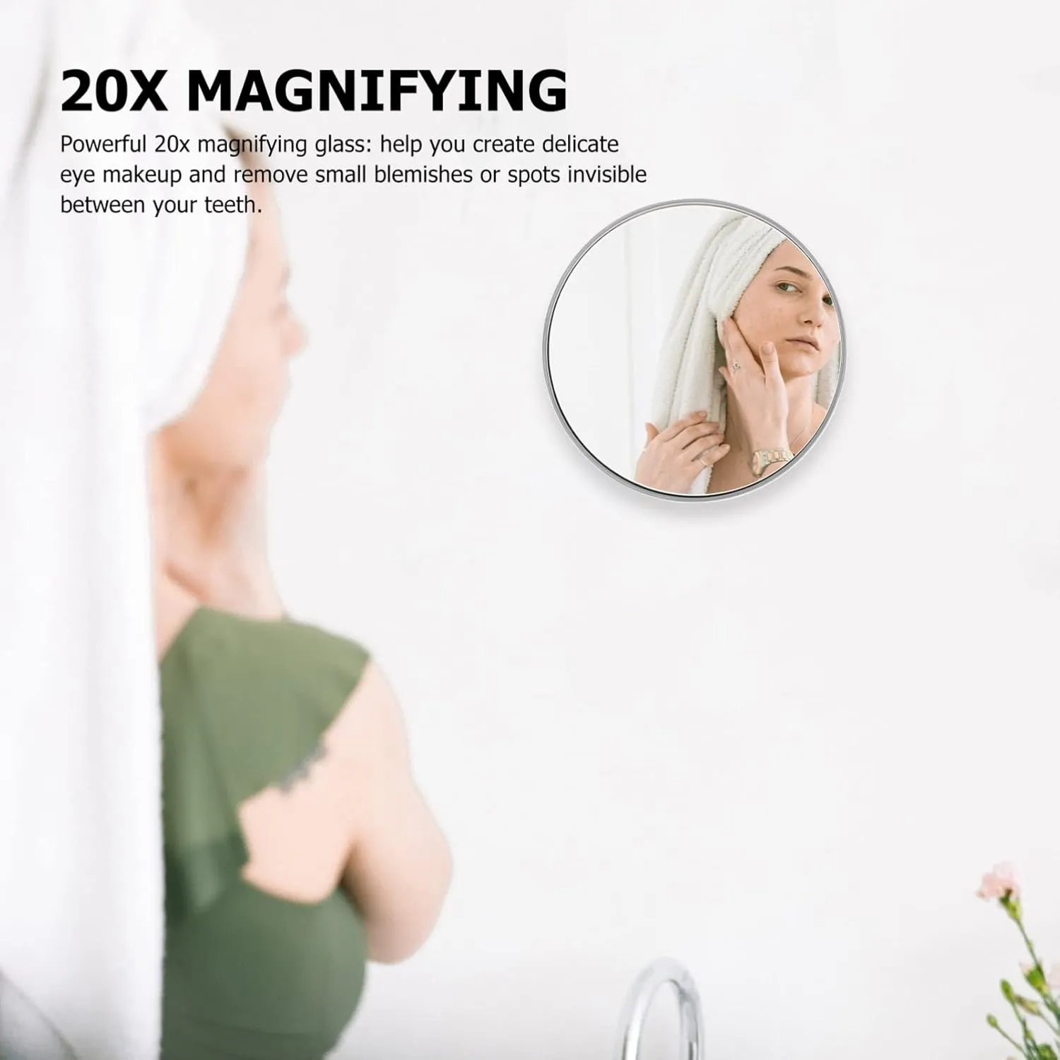 Magnifying Mirror Magnifying Mirror 20X Shower Mirror Wall Mounted Magnifying Mirror Vanity Mirror with Suction Cups for Makeup Tool, 5. 8inch Silver Magnifying Travel Mirror