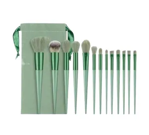 Make Up Brushes Set 13 Pieces Travel Makeup Brush Set Portable With Cloth Bag For Concealer Eyeshadow Face Brush Makeup Tools Set(Green)