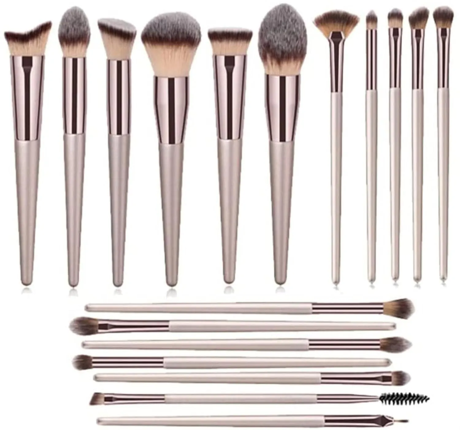 Makeup Brush Makeup Brush Set 18 Pcs Foundation Powder Concealers Eye Shadows Blush Makeup Brush Champagne Brushes with Holder(B,18pcs)