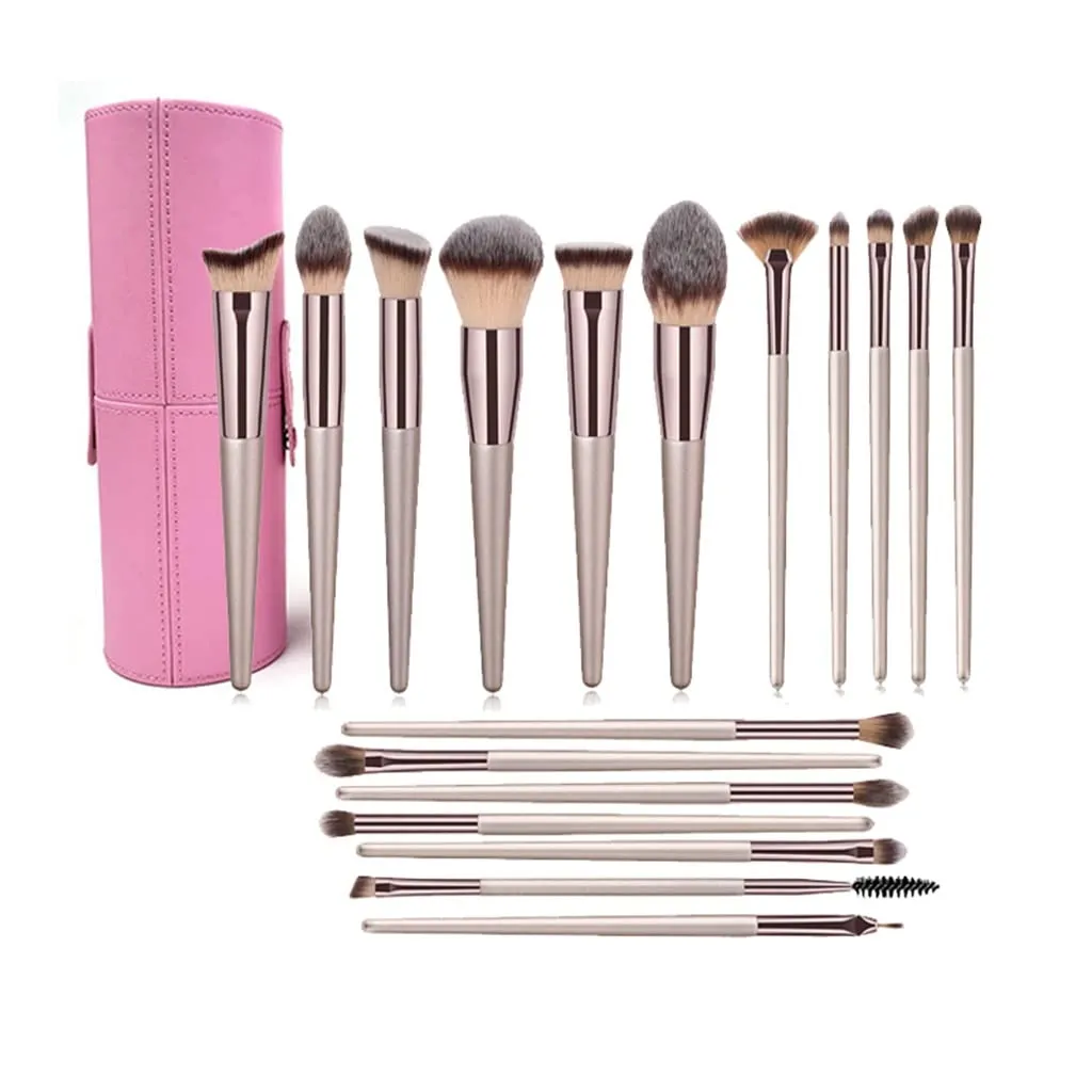 Makeup Brush Set 18 Pcs Foundation Powder Concealers Eye shadows Blush Makeup Brush Champagne Brushes with Holder(Black)