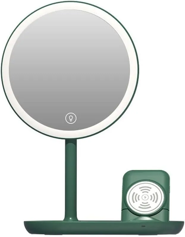 Makeup Mirror Compact Mirror Desktop Led Makeup Mirror with Light, Smart Dimming, Make-up Beauty Mirror, Wireless Charging Desktop Vanity Mirror Vanity Mirror Make up Mirror(A)