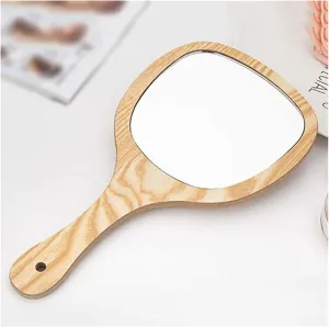 Makeup Mirror Handheld Mirror, HD Wooden Makeup Mirror, Portable Compact Mirror, Can Be Hanging Cosmetic Mirror, Travel Mirrors Small Mirror