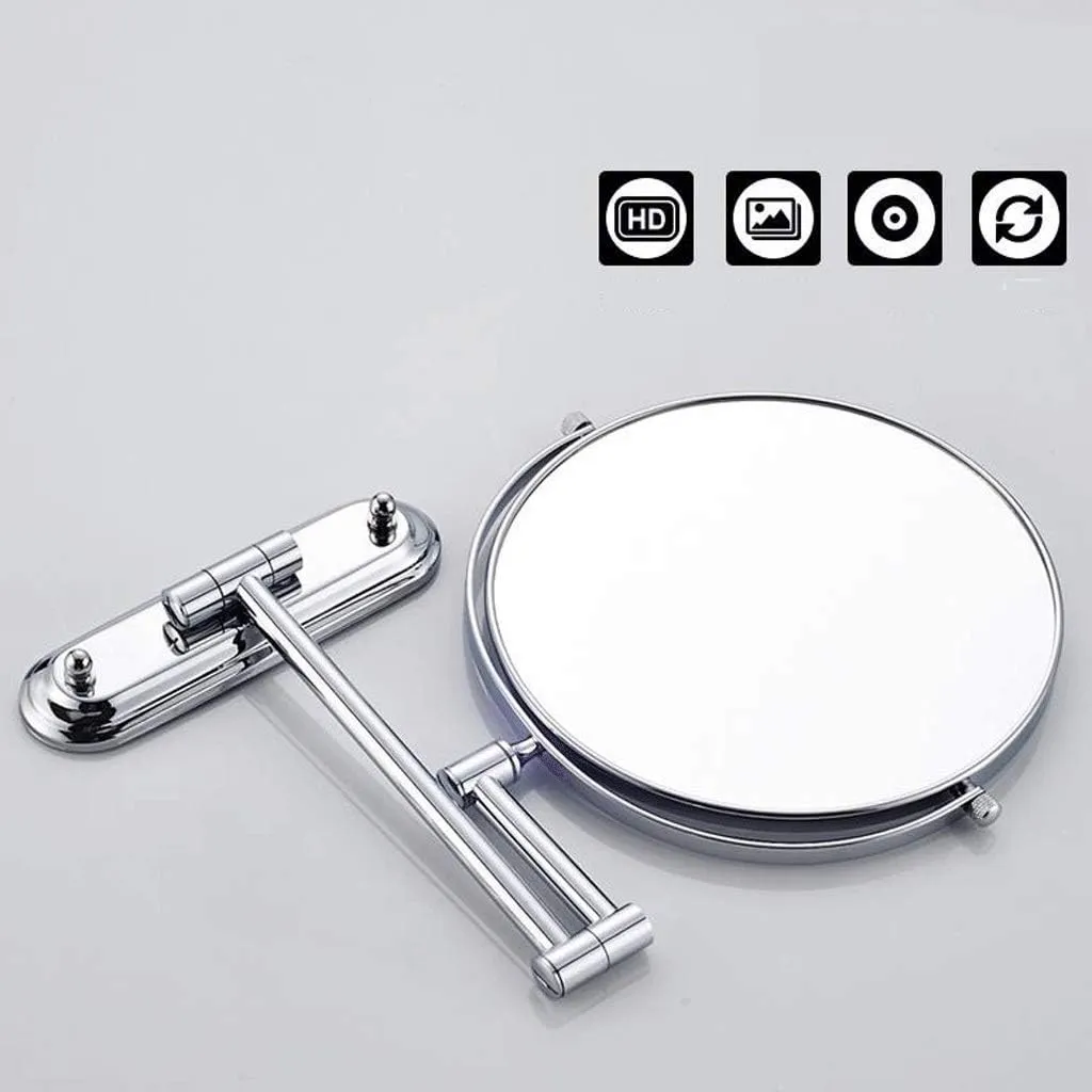Makeup Mirror Wall-Mounted Shaving Mirror Magnification Double-Sided Round Bathroom Swivel Extendable Mirrors(3X)