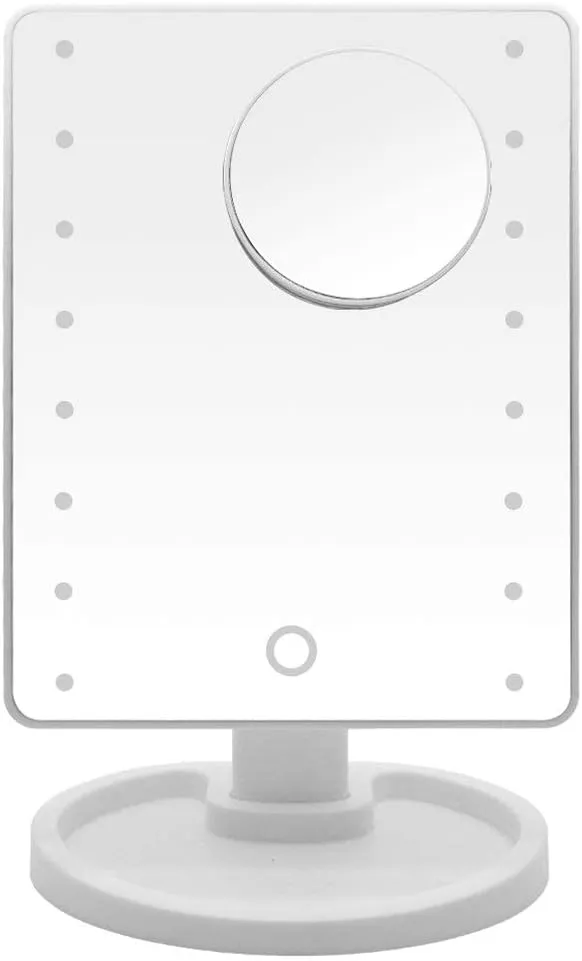 Makeup Mirror with 16 LEDs Cosmetic Mirror with Touch Switch Operated Stand for Tabletop Bedroom Travel Compact Make Up Mirrors